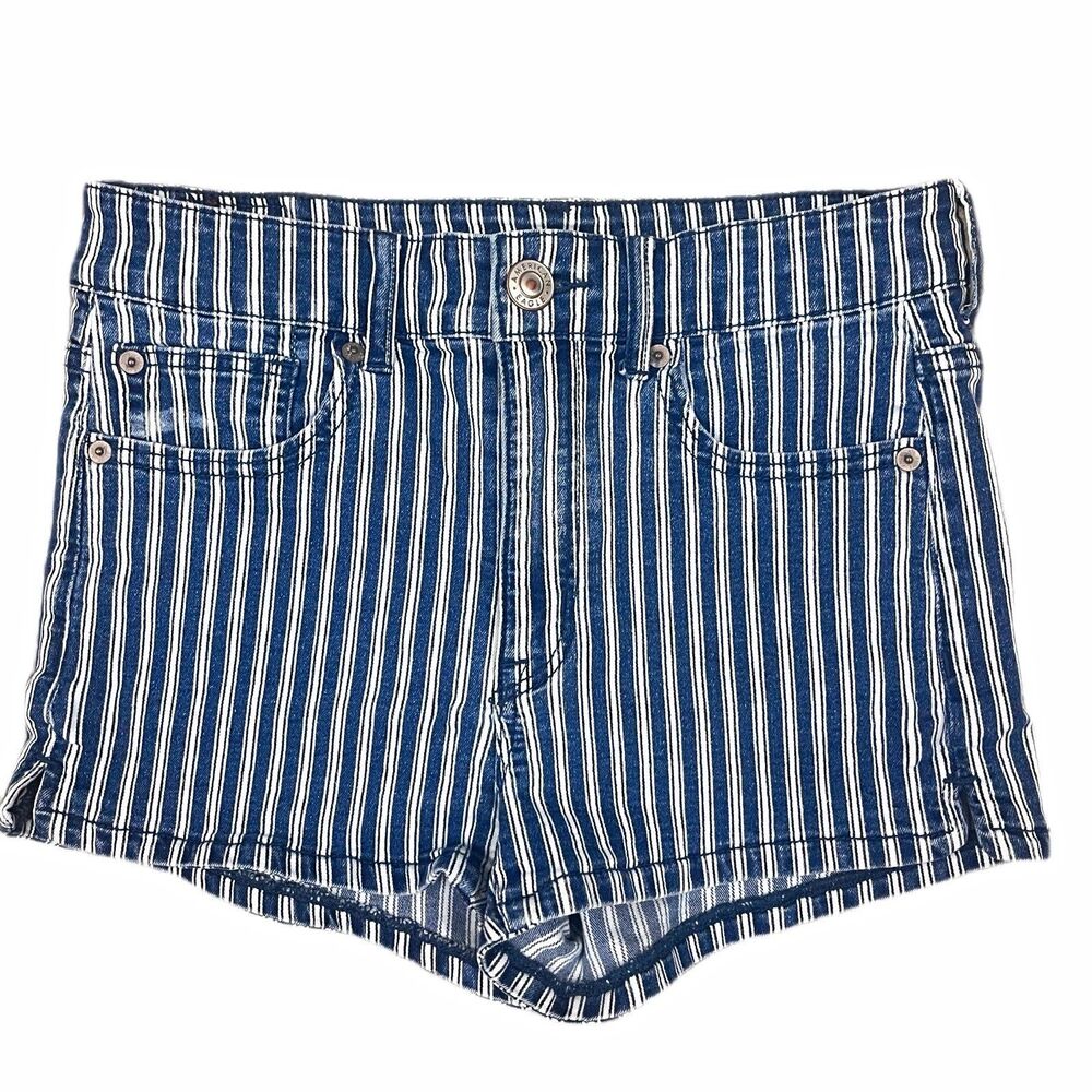 American Eagle Hi-Rise Stretch Shortie Striped Denim Women’s 6